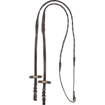 Otěže EQUESTRO s gumovým gripem brown FULL