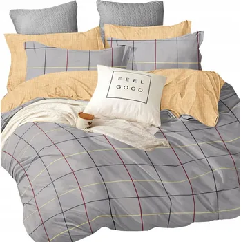 Povlečení Sada povlečení 3dílná 160x200 + povlaky na polštáře 70x80 bavlněný satén kostkovaný vzor