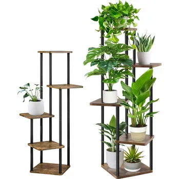 Stojan na květiny KOVOVÝ DRŽÁK NA KVĚTINÁČ STOJAN NA KVĚTINY ROSTLINY 5-PATROVÝ VOLNĚ STOJÍCÍ REGÁL LOFT