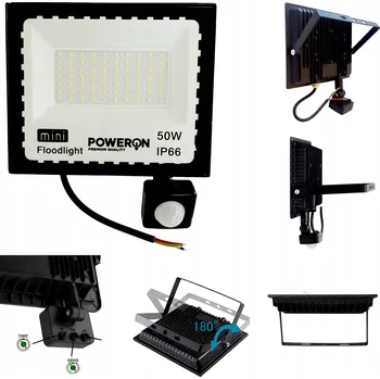 LED reflektor 50W s pohybovým senzorem PIR, IP66 - venkovní osvětlení