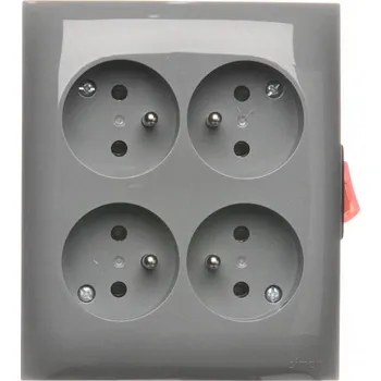 Elektrická zásuvka Elektrická Zásuvka rozbočka Kontakt-simon šedá