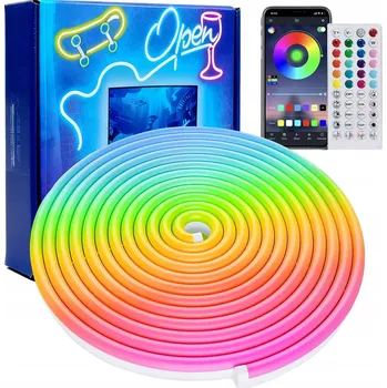 LED páska 6m Hudební NEON FLEX LED pásek 5050 RGB 24V DC Ovládání aplikací IP65