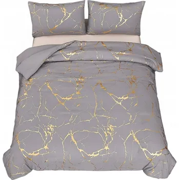 Povlečení Povlečení Mramorová šedá zlatá aplikace 200x220 Komplet Mramor