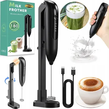 Šlehač mléka ELEKTRICKÝ NAPĚŇOVAČ MLÉKA USB, 2 RYCHLOSTI, MIXÉR NA KÁVU VYJÍMATELNÝ