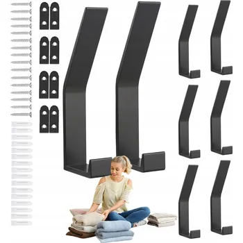 Věšák 8X HÁČEK NA ZEĎ HLINÍKOVÝ ČERNÝ DVOJITÝ LOFT SKRYTÉ ŠROUBY