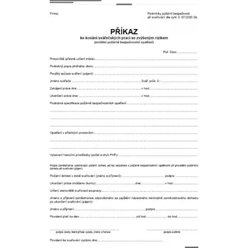 Tiskopis Optys 1239 příkaz ke svařování A4 100 listů