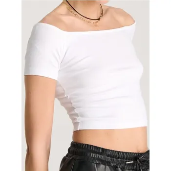 Dámské tričko Sinsay - Crop top s krátkým rukávem - bílá - 508EU-00X - 508EU-00X-S