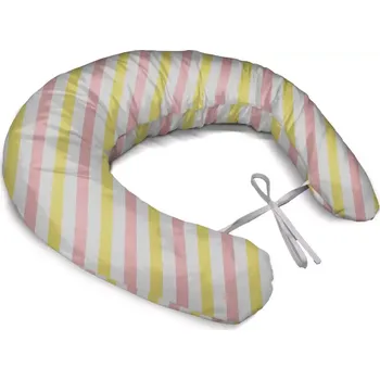 Kojící polštář Sablio Těhotenský polštář Růžové a žluté pruhy
