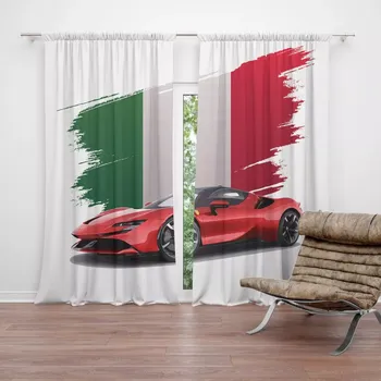 Závěs Sablio Závěsy Ferrari Italská vlajka: 2ks 140x250cm