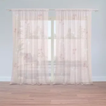 Záclona Sablio Záclony Bílé a růžové květy: 2 ks - 150x250 cm - Sablio