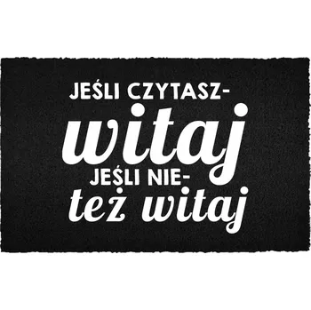 Rohožka ČERNÁ KOKOSOVÁ VSTUPNÍ ROHOŽKA PŘED DVEŘE 40X60 CM - VTIPNÁ, S HUMOREM, VÍTEJTE