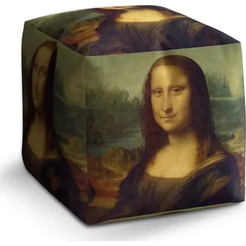 Taburet Sablio Taburet Cube Mona Lisa - Leonardo da Vinci: 40x40x40 cm