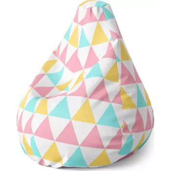 Sedací pytel Sedací vak Pear Tříbarevné trojúhelníky - Sablio - 70 x 95 x 15 cm