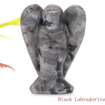 Křišťálový anděl ručně vyřezávaný dekor | bytová dekorace - Černý labradorit , 10 KS