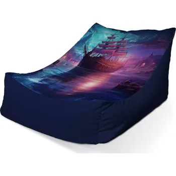 Sedací pytel Sablio Sedací vak Lounge Magická plachetnice pod měsícem - 120 x 100 x 80 cm