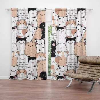 Závěs Sablio Závěsy Roztomilá zvířátka: 2 ks - 140x250 cm - Sablio