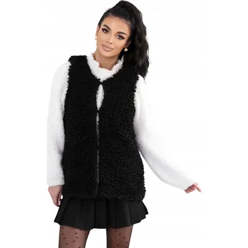 Dámská vesta Dámská Vesta s Háčkovým Zapínáním Imitace Ovčí Kožešiny