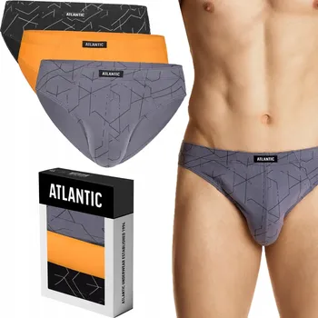 Slipy Atlantic Pánské slipy Bavlna 3MP-149 Černá/Šedá/Bílá M