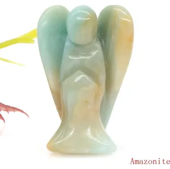 Křišťálový anděl ručně vyřezávaný dekor | bytová dekorace - Amazonit , 20 KS