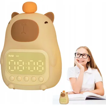 Budík BUDÍK KAPYBARA NOČNÍ LAMPA LED PRO DĚTI S FUNKCÍ ODLOŽENÍ BUZENÍ USB-C