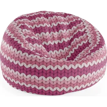 Sedací pytel Sablio Sedací vak Cocoon Střídajíci růžové pletení - 115 x 75 cm x 45 cm - Sablio