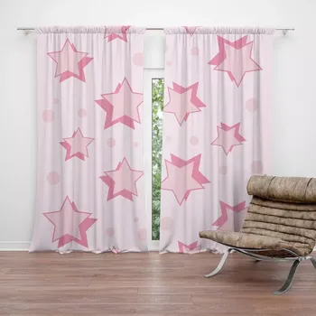 Závěs Sablio Závěsy Růžové hvězdičky: 2 ks - 140x250 cm - Sablio