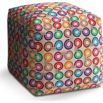 Taburet Sablio Taburet Kostka Barevné spirály: 40x40x40 cm - Sablio
