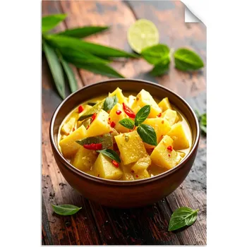 Fototapeta Samolepící plakát do kuchyně, jídelny, Bambusová mísa s kari 100x150