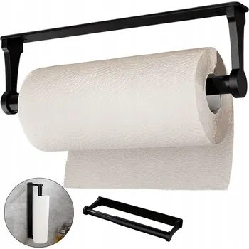 Držák kuchyňských utěrek ČERNÝ HLINÍKOVÝ DRŽÁK NA PAPÍROVÉ UTĚRKY 32CM ŠETŘÍ MÍSTO