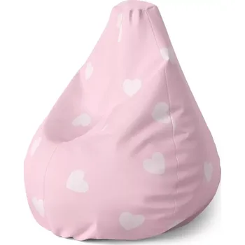 Sedací pytel Sedací vak Pear Růžová srdíčka - Sablio - 70 x 95 x 15 cm