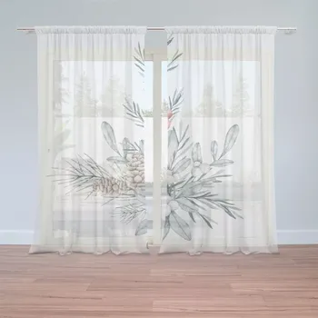 Záclona Sablio Záclony Zimní kytice: 2ks 150x250cm