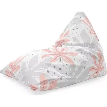 Sedací pytel Sablio Sedací vak Triangl Bílé a růžové listy: 120 x 100 x 100 cm - Sablio