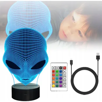 Lampička 3D LAMPIČKA ALIEN PILOT 16 BAREV LED USB - EFEKTNÍ SVĚTLO DO LOŽNICE