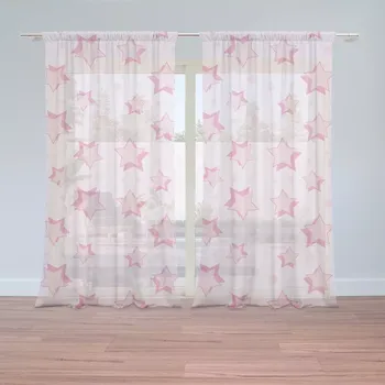 Záclona Sablio Záclony Růžové hvězdy: 2 ks - 150x250 cm - Sablio