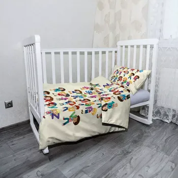 Povlečení Sablio Mikroplyšové povlečení do dětské postýlky Abeceda - 100x135 / 40x60