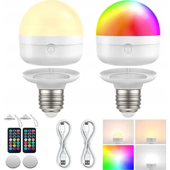 Žárovka Akumulátorová žárovka USB-C s dálkovým ovládáním, LED žárovka E27 CCTRGB s časovačem 7 W