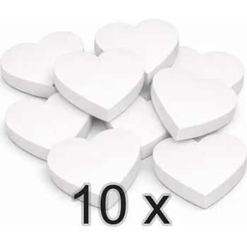 1Mcz srdce z polystyrenu pro kreativní tvoření 15x14x2cm bílá sada 10ks