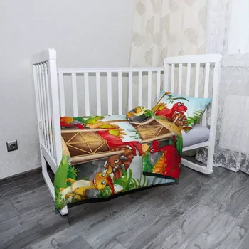 Povlečení Sablio Mikroplyšové povlečení do dětské postýlky Dinosauři 4 - 100x135 / 40x60