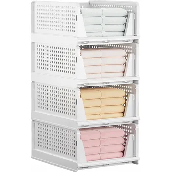 Úložný box Krabice 4Ks Skládací kontejner do skříně Bílý organizér do zásuvky 43x33 cm