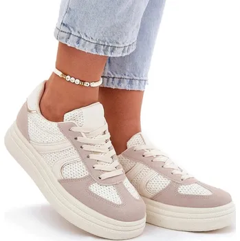 Dámské tenisky DÁMSKÉ TENISKY NA PLATFORMĚ MÓDNÍ BÉŽOVÉ VEL. 38