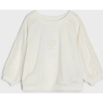 Dívčí mikina Sinsay - Mikina s kulatým výstřihem a výšivkou - krémová - 023HH-01X - 023HH-01X-80