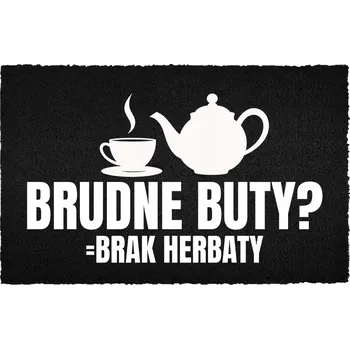 Rohožka VSTUPNÍ ROHOŽKA 40X60 ČERNÁ KOKOSOVÁ PŘED DVEŘE S VTIPNÝM MOTIVEM ČAJE