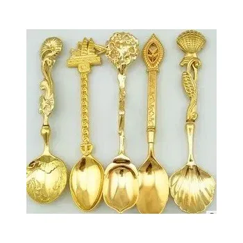 Příbor Vintage dezertní lžičky zinková sada | příbory 5 ks - Hnědý