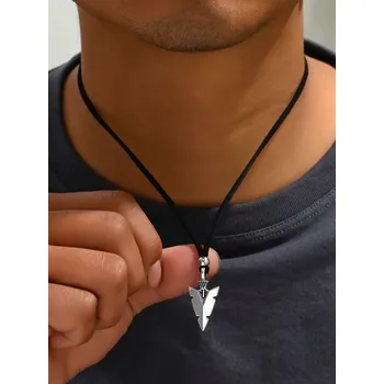 Náhrdelník Minimalistický černý náhrdelník šíp | pánský šperk