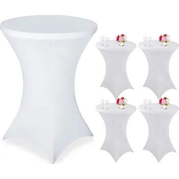 ubrus 5X POTAH NA KOKTEJLOVÝ STOLEK KULATÝ CATERINGOVÝ STŮL UBRUS 80CM BÍLÝ