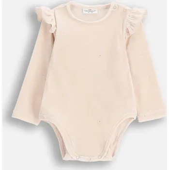 Kojenecký body Body Kojenecké s dlouhým rukávem, ecru barva, s elegantním volánkem, velikost 080, značka Coccodrillo ZC5