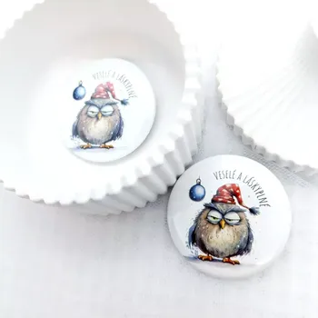Veselé a láskyplné, placka se spínacím špendlíkem, 1 kus - 44 mm