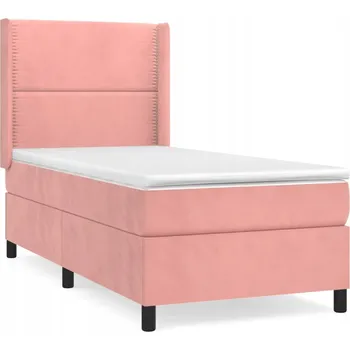 Postel Kontinentální postel růžová 203 x 83 x 118/128 cm s matrací 80 x 200 x 20