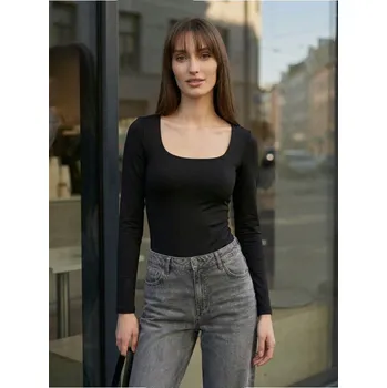 Body Sinsay - Základní body s dlouhými rukávy - černá - 012HA-99X - 012HA-99X-XL