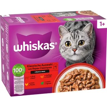 24x85g Whiskas 1+ Adult Megapack kapsičky - klasický výběr v omáčce